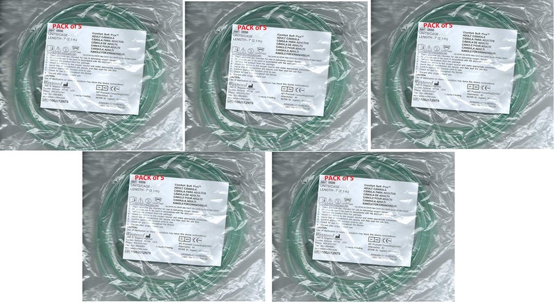 ZCIZIU Adult Ultra Soft Oxygen Cannula, green tubing - 7 Ft (Westmed #0556) pk 5 - Image 1